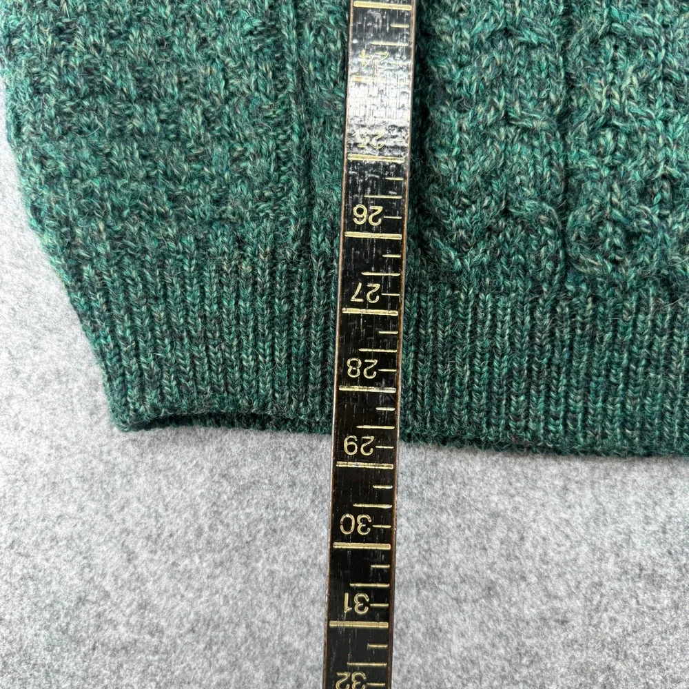 Orvis Mens XL Cable Knit Sweater Green Made in Ireland Crew Neck New With Tags